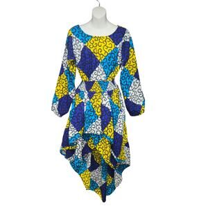 African Stars Patchwork Boho Dress One Size High Low‎ Colorful Festival Tribal